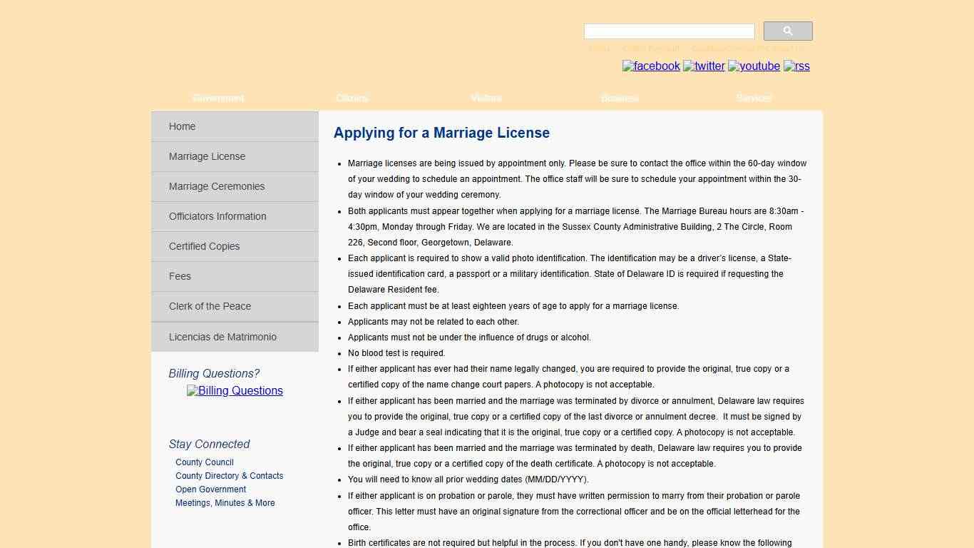 Applying for a Marriage License Sussex County