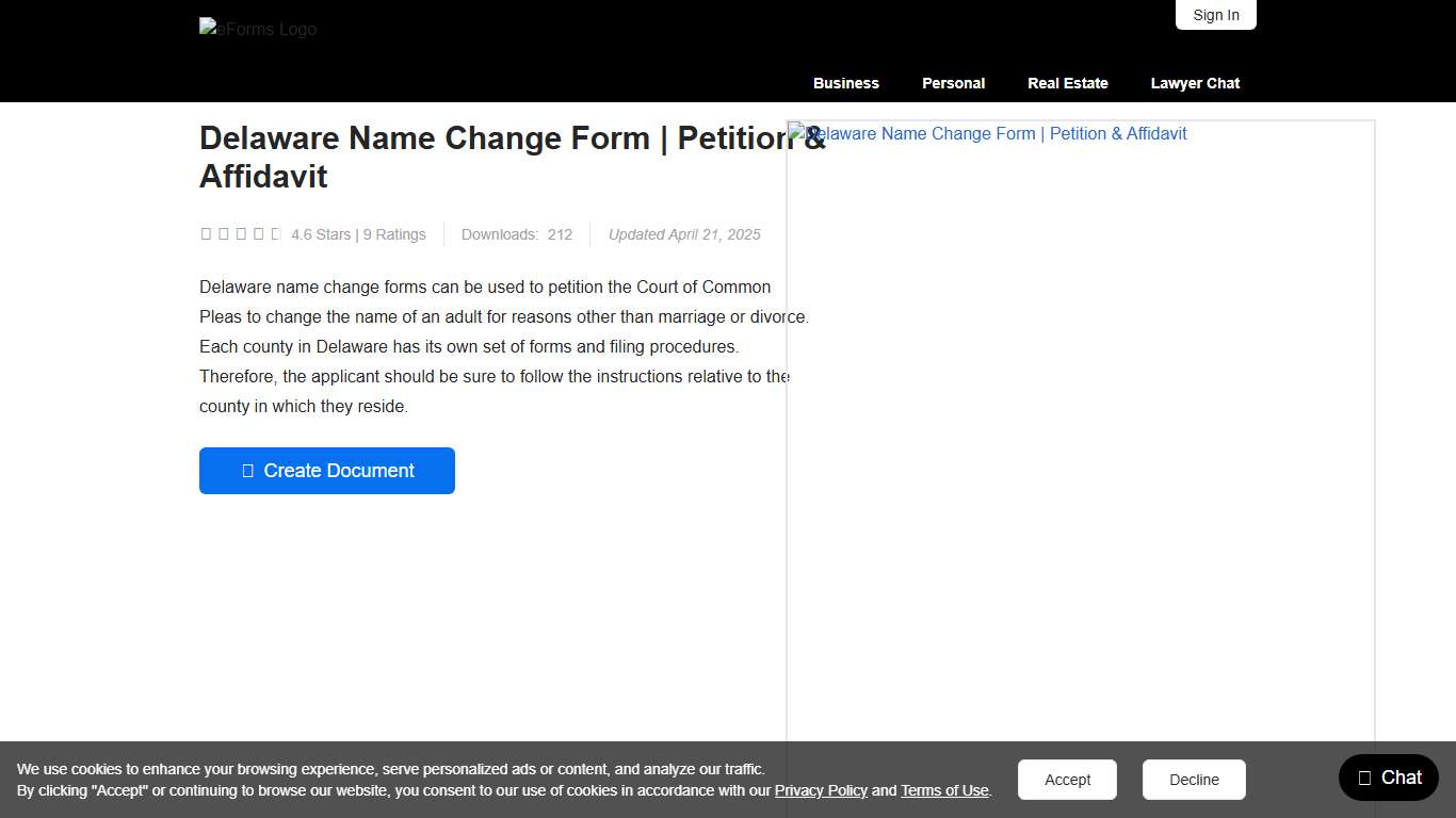 Free Delaware Name Change Forms Petition & Affidavit - PDF – eForms